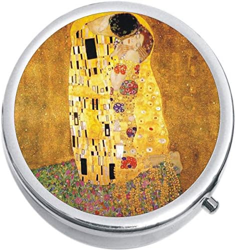 Gustav Klimt Chiss Medicine Vitamin Pell Box - Случајно куќиште со таблети се вклопува во чанта или џеб