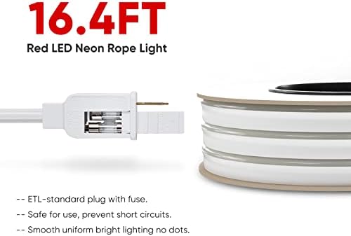 Производи за пакети со декор за сјај со монтажен клип пакет со црвена 5м/16,4ft LED Neon Rope Lights Kit