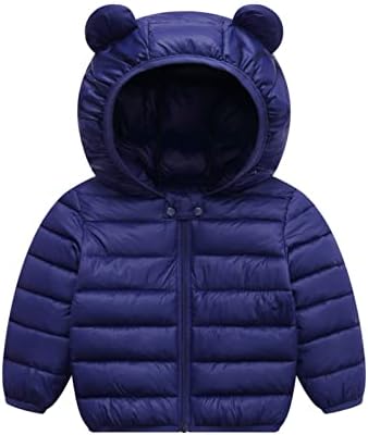 Xmwealthy Baby Boys Девојки Зимски палта Дете за деца со мечки Долу јакна Детска светлина Светло пуферка Подготвена облека 6М-3Т