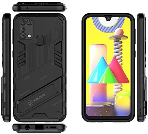 Покрив за телефонски куќишта Компатибилен со Samsung Galaxy M31 Case, Kickstand Shockprofof Phone Case Case Case, компјутер и TPU мобилен