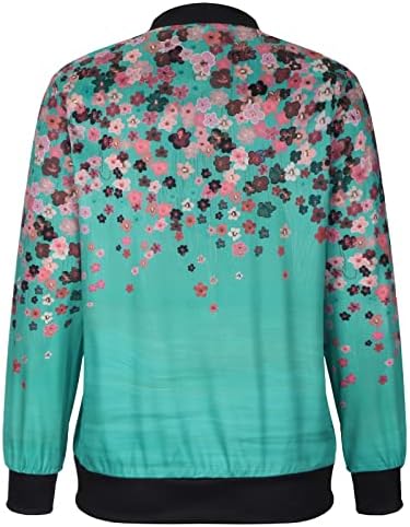 Ruziyoog komeенски бомбаш -бомбаш јакна лесен моден цветен принт исечен палти случајни инспирирани патенти на раглан јакни блуза