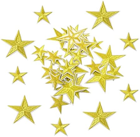 Honbay 30 парчиња starвезда железо на закрпи шијат на закрпи Златна starвезда шијат на значка за печка за облека за облека за облека