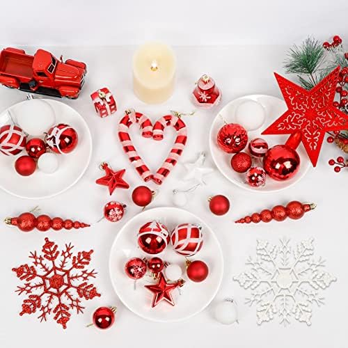 Нашите 105 парчиња божиќни украси за топки, разнишани божиќни украси сетови за украси на новогодишни елки, празници, дом, украси за забави, украси
