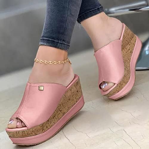 Сандали дами чевли цврста модна летна платформа во боја сандали клин чевли римски женски сандали со големина 8
