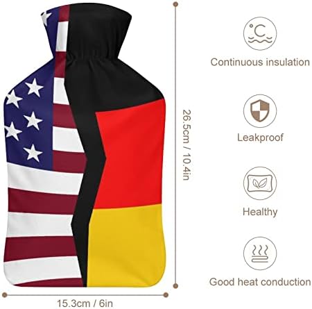 Обединетите држави и Германија знаме шише со топла вода со мека плишана обвивка топла гумена вода торба за вбризгување 1000 ml