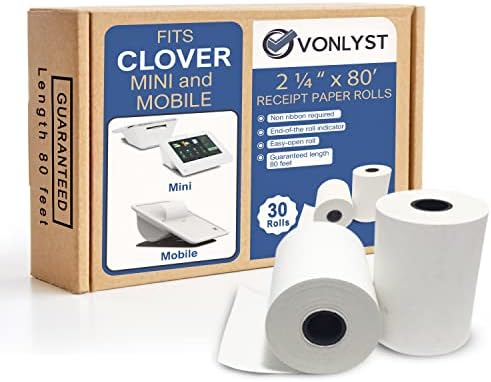 Хартија за прием на Vonlyst за детелина мини и детелина мобилен термички печатач 2 1/4 x 80