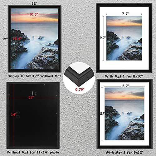 Muye 11x14 сет на рамка за слика од 4, плексиглас со висока дефиниција, приказ на слики 8x10 или 9x12 со мат или 11x14 без мат за галерија со