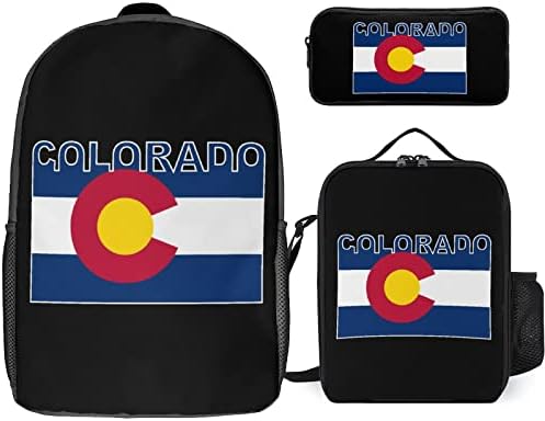 Колорадо Државно Знаме Училишен Ранец Комплети За Студентски Симпатична Печатена Торбичка За Книги Комплет Со Изолирана Кутија