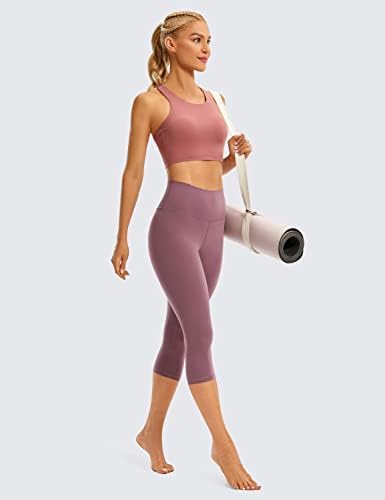 CRZ YOGA жени четкани голи чувство за тренингот Капри хелеги 17 '' / 21 '' / 23 '' - Контрола на јога панталони со висока половината