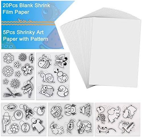Chfine 200pcs смалуваат пластични листови комплет за креативна уметност за деца, занаетчиски занает, смачкана со топлина вклучуваат 20 парчиња