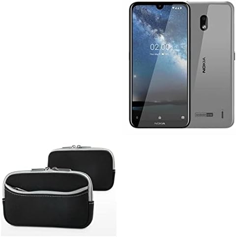 Case Boxwave Case for Nokia 2.2 - мекото количество со џеб, мека торбичка неопрена покриена ракав Зипер џеб за Nokia 2.2 - jet Black