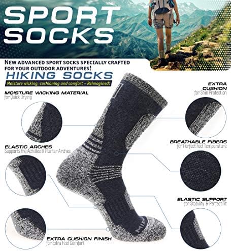 Чорапи за пешачење во 5 пара во мирмару- Мулти перформанси Влага влакно, кои се наоѓаат на отворено спортско пешачење екипаж чорапи