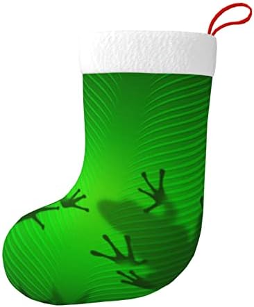 Аугенски Божиќни чорапи Тропска жаба сенка на лисја двострана камин што виси чорапи