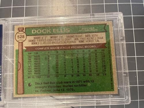 1976 Топпс 528 Док Елис Питсбург Пирати Бејзбол Бејзбол картичка PSA 8 Nm/MT - Плачички бејзбол картички