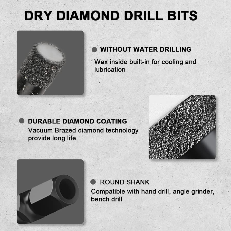 Суви дијамантски дупки за вежбање 1/4 6мм дијамантска дупка пила за керамички порцелански плочки стаклени камени мермер гранит, asonидарски