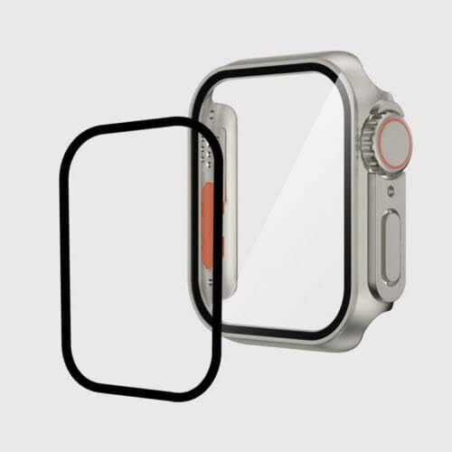 2023 Нова кутија за надградба вграден во тенок HD темперамент на стакло -екранот заштитник за Apple Watch 8 Ultra 45mm, целокупна заштитна