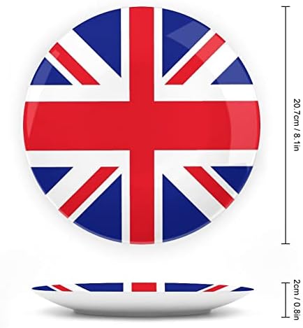 Британско знаме Персонализирана коска Кина Прилагодени керамички декоративни плочи Домашна тркалезна плоча со држач за приказ 8инх