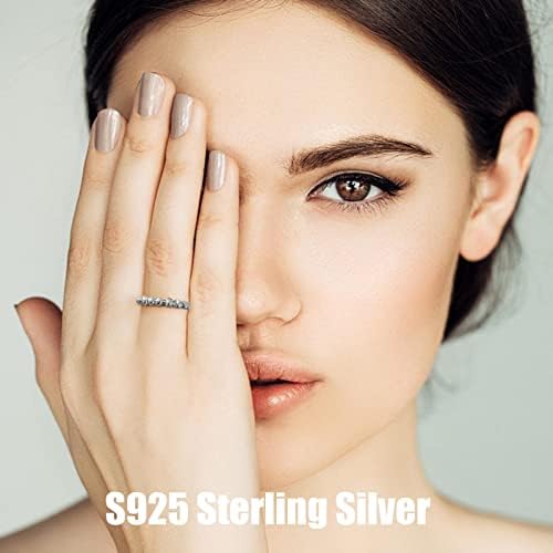 Прстен за вознемиреност за жени, S925 Стерлинг Сребрен фиџгет ringsвони за прстен за вртење на анксиозност со монистра, прстен за олеснување на