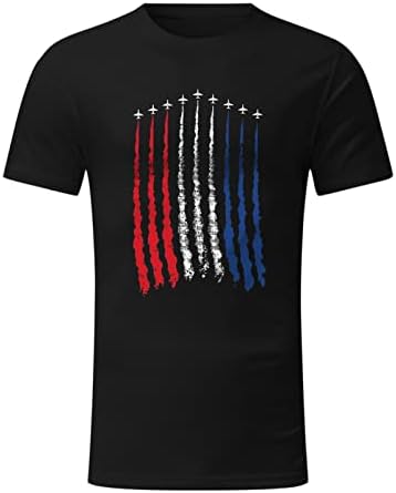 УБСТ 4-ти јули маички за кратки ракави за мажи летни патриотски американски знамиња за печатење на екипажот на екипажот на врвови на маица