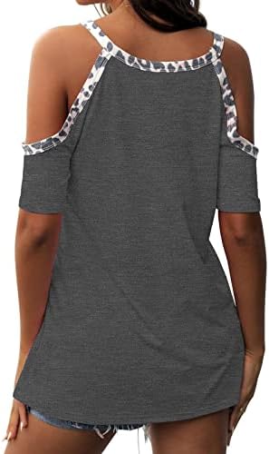 Есен летен врвен маица за тинејџерски девојки кратки ракави ладно рамо екипаж памук салон