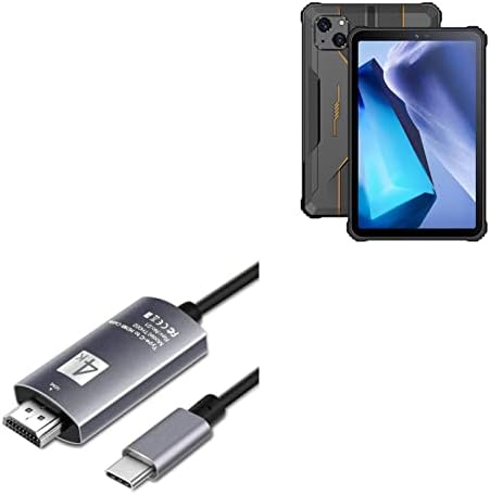 BoxWave Кабел Компатибилен Со Oukitel RT3-SmartDisplay Кабел-USB Тип-C ДО HDMI, USB C/HDMI Кабел За Oukitel RT3-Jet Black