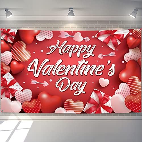 Xtralarge Среќен Денот На Вљубените Банер-72x44 Инчен | Денот На Вљубените Позадина, Денот На Вљубените Декор За Канцеларија | Вљубените