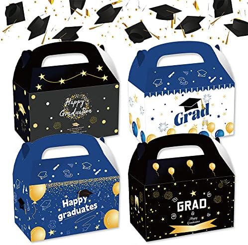 АЛИБОН 12 парчиња Кутии За Подароци За Дипломирање, Кутии За Материјали За Дипломирање Со Рачки, Честитки За Квадратни Кутии За