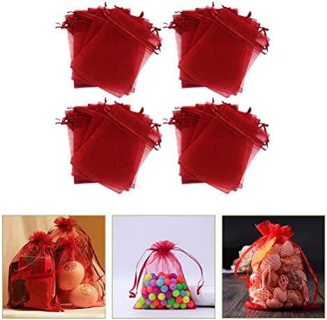 100 парчиња Органза Торби За Влечење Свадба Торба За Бонбони Забава Фаворизира Мали Торбички За Подароци