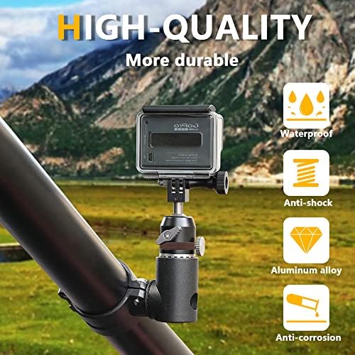 BESTAOO UTV ATV камера монтирање компатибилен со GoPro за 1,75 -2 ролна лента, алуминиум 360 ° држач за дејствување на фотоапаратот