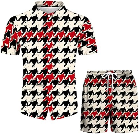 XZHDD MENS 2 PIECE HAWAIIAN OUTFIT поставува лето копче за кратки ракави надолу графички кошули за печатење плажа обични шорцеви