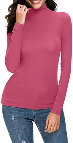 Лесни џемпери за жени со ребрести термички основни слоеви со долг ракав, истегнат термички врвови на термички мета