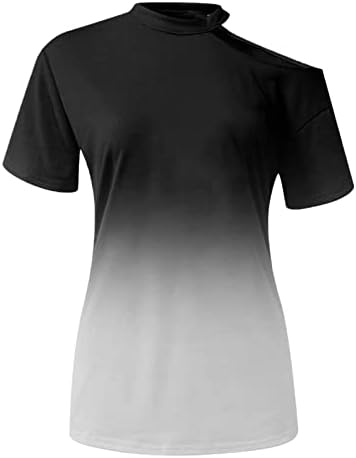 Без ремен краток ракав 2023 памучен екипаж на вратот на вратот графички врвен кошула за дами летна есен маица 7W 7W
