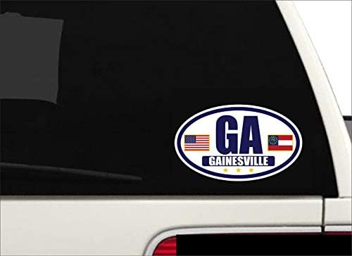 Знаме На Грузија / Американско Знаме Овална 3м Винил Браник Налепница Налепница / морнарица &засилувач; Злато Gainesville, Ga Налепница