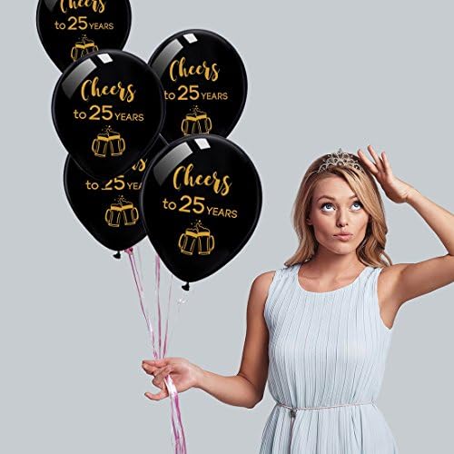 Црно на здравје до 25 години латекс балони, 12 инчи 25-ти роденден украси забава материјали за маж и жена