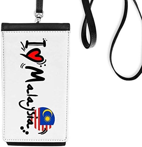 Ја сакам малезиското зборот знаме Loveубов срце илустрација Телефонска чанта чанта што виси мобилна торбичка црн џеб