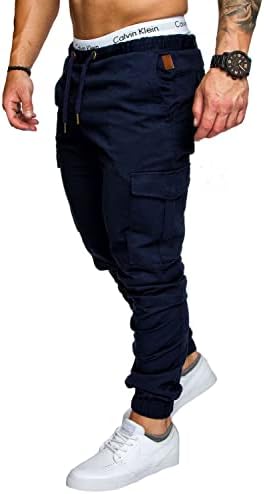 Обични панталони за мажи Кроивил, кои влечеа пот, џогирање на товар со џебови џогери долги спортски спортови за панталони за обука