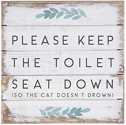 Едноставно кажано, Inc Perfect Paltets Petites - Смешно чувајте го тоа тоалетно седиште, знак од 8х8 во дрво PET18858