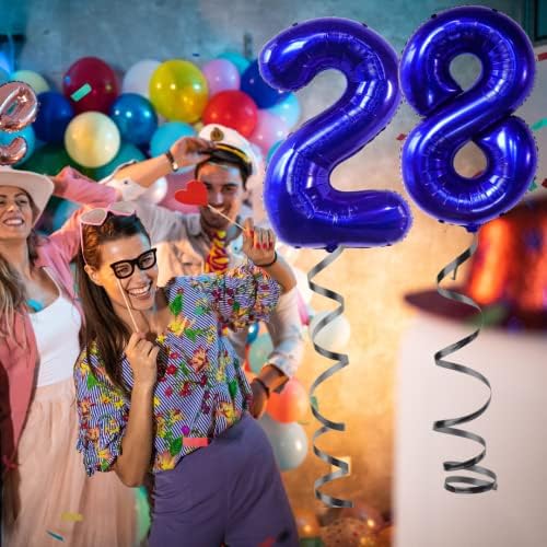 40 -инчен кралски сина боја со голем број балон фолија Хелиум лесен надувување за родендени, дипломирање, годишнини за свадба, годишни настани,