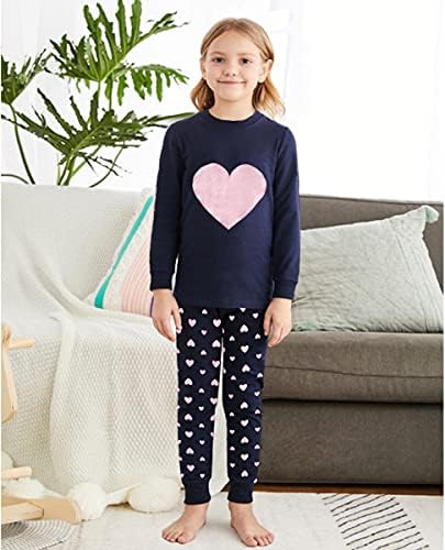 Мала рака Девојки девојки со долги ракави пижами срца обликуваат облека за спиење диносаурус пижама симпатична мачка пјс за облека за мали деца