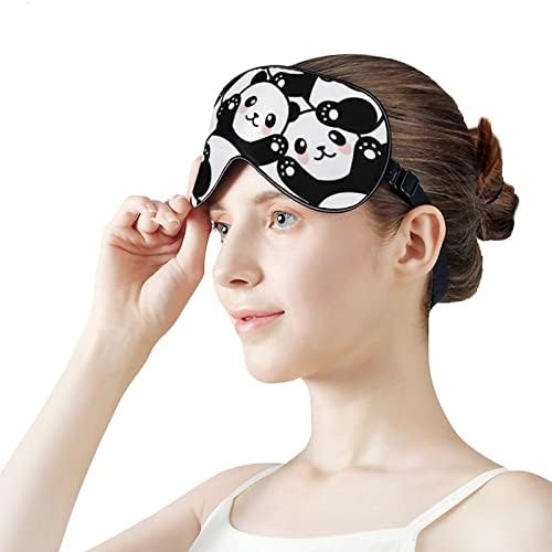 Смешно панда лице мека маска за спиење за очи за спиење за слепите совршени блокови светлина со прилагодлива лента