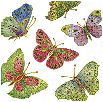 Каспари накит Пеперутки хартиени салфетки во бисер - две пакувања од 20