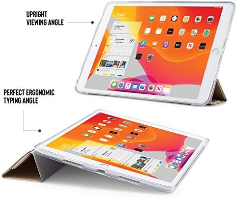 Пипето iPad 7 -та генерација случај 2019 10.2 инчи TPU | Оригами 5-во-1 паметно покритие | Шампањ злато