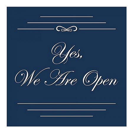 CGSignLab | Да, Ние Сме Отворени - Класичен Морнарица Прозорец Прицврстување | 24 x24