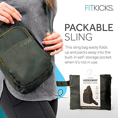 Fitkicks Hideaway Пакувачка торба за прашка, торба за вкрстено тело за мажи и жени, зелена боја