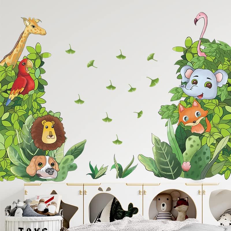 Clest viverure цртан филм животни тропски зелени растенија тема налепница за wallидови за деца спална соба дневна соба расадник игри
