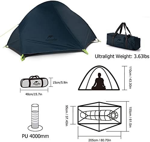 Шатор за ранци на природа за ранец за 1 лице кампување пешачење лесен водоотпорен шатор со една личност со стапало