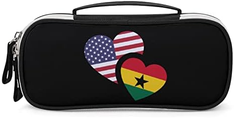 Гана американско знаме со молив со молив, преносна торба за пенкало со патент за шминка за шминка