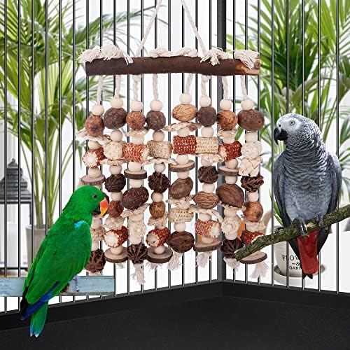 Делоки Екстра големи папагали Птиги играчки-природна дрвена птица џвакање играчка играчка за кокатоос, африкански сиви, папагали од Амазон,