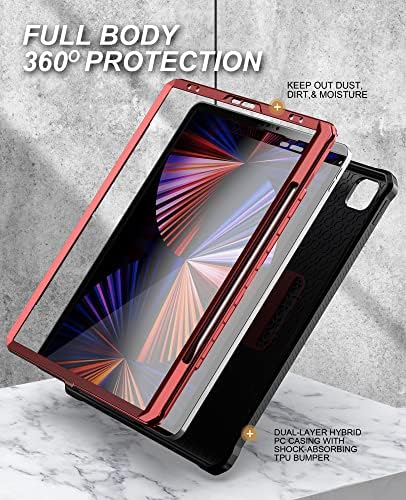 Случај за покривање на случајот компатибилен со iPad Pro 5 -та генерација 12.9inch -Heavy Duty Rugged ShockProof Protective Case Cover -360