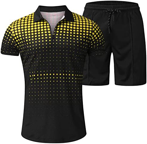 Облека од 2 парчиња за мажите шорцеви Поставете летен обичен атлетски костум за потпочит за спортска облека, обична тренерска тренерка